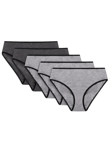 Vivisence 5-piece set of women's briefs 4016 5-pack, black elastic: grey/grey/grey/graphite/graphite