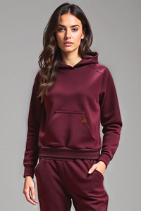 Vivisence Sweatshirt Baumwolle Lockerer Schnitt mit Kapuze Komfort Für Freizeit 9003, weinrot