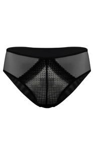Vivisence Damen Slip Spitze Netz Schleife Klassisch Elegant Transparent 1041, beige-schwarz