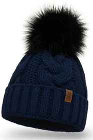 Vivisence Winter Hat With Pom Pom For Women Warm Ideal For Cold Days 7014, dark blue