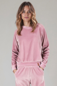 Vivisence Damen Sportbluse Sweatshirt Mit Rundhalsausschnitt Aus Velourstrick Mit Strickbündchen Und Langem Arm Lockerer Schnitt Für Freizeit Fitness Und Alltag 9005, 