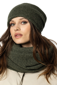 Vivisence Damen Schal Winter Loop Modischer Gemütlich Wärmendem Garn Kalte 7108, grüne Melange