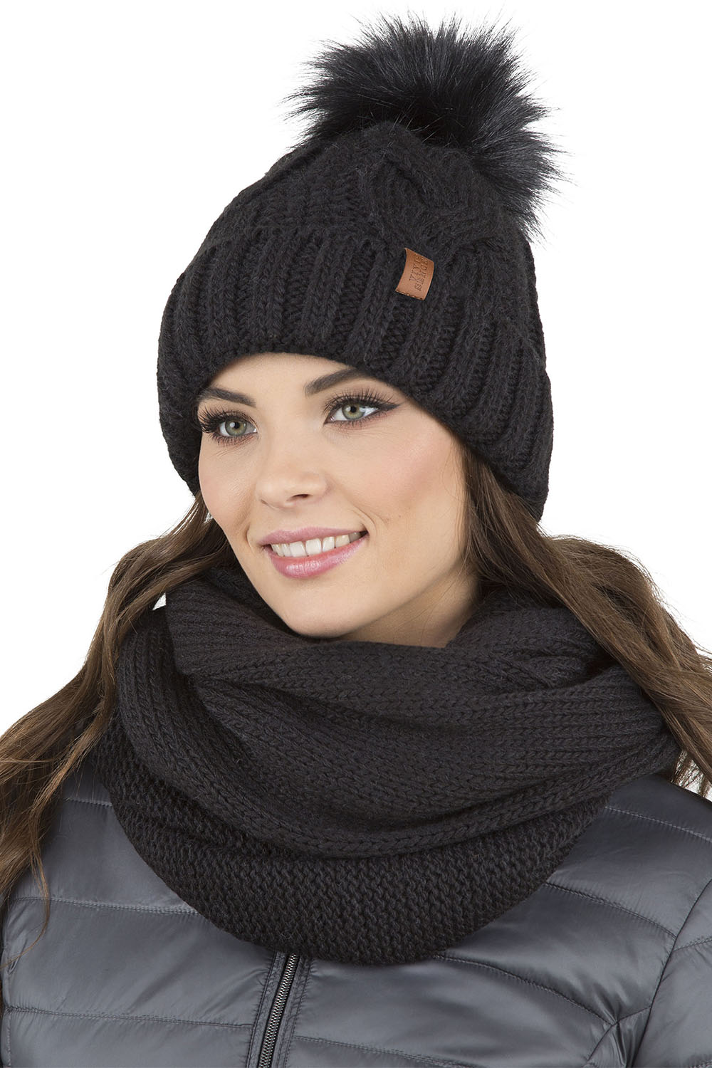 Vivisence Winter Hat With Pom Pom For Women Warm Ideal For Cold Days 7014, black