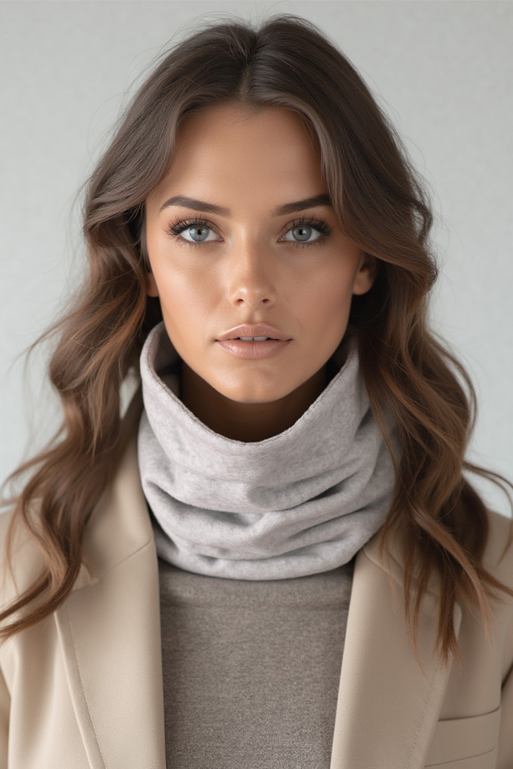 Vivisence Femme Snood Hiver Tricot Doux En Coton Confortable Chaleur Chaque Jour, gris clair