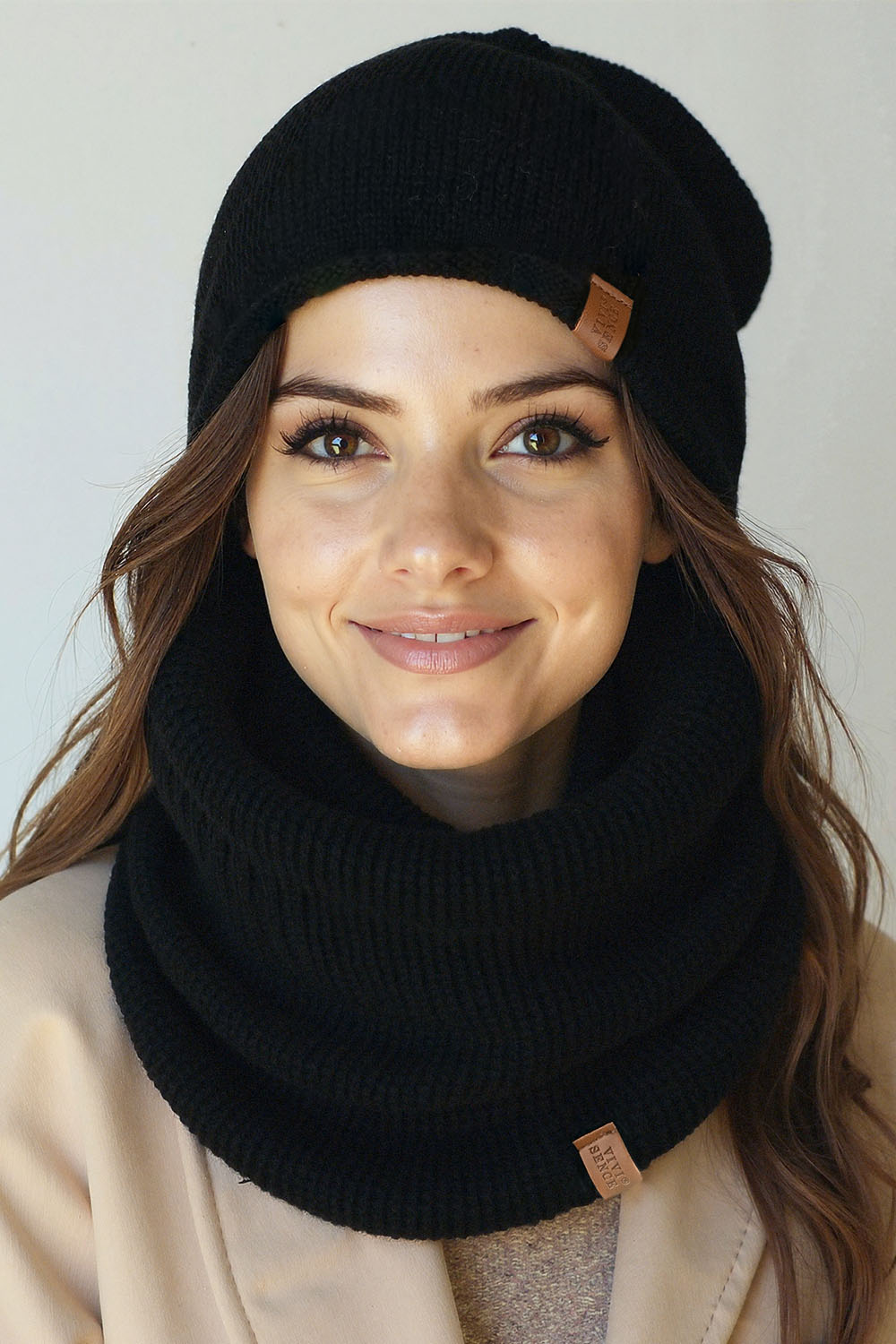Vivisence Damen Mütze Mit Merinowolle Sanft Zur Haut Für Winterkomfort, Schwarz