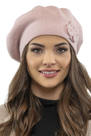 Vivisence Baskenmütze Damen Elegant Blume Warm Herbst Winter Accessoire 7006, rosa
