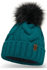 Vivisence Winter Hat With Pom Pom For Women Warm Ideal For Cold Days 7014, dark turquoise