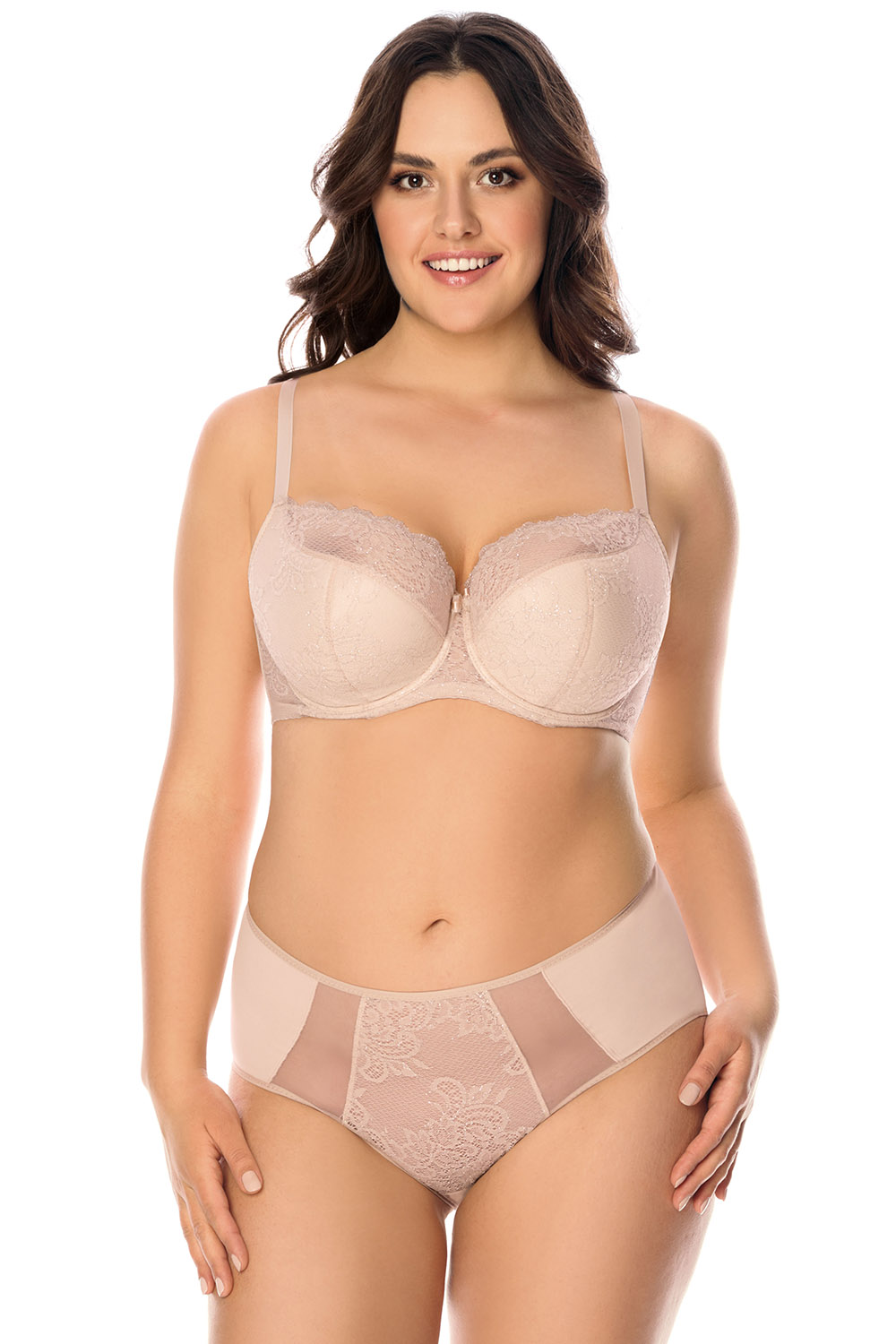 Vivisence Cullote Slip Classique Taille Haute En Microfibre Et Dentelle Confortable Élégant Avec Inserts Délicats Parfait Pour Un Ensemble Et Raffiné 1004W, beige