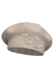 Vivisence Damen Baskenmütze mit Zirkonia-Applikation Ideal für Wintertage 7051, beige
