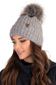 Vivisence Femme Bonnet Et Écharpe Pour l'Automne et l'Hiver À Pompon Chauds Doublés De Polaire Anti-Statique Idéal Pour Les Hommes Élégants Parfait Pour Froides Journées 7015Kmpl, gris clair