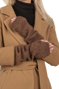 Vivisence Women Winter Knitted Gloves Merino Wool Cotton Blend Warm Comfort, Brown