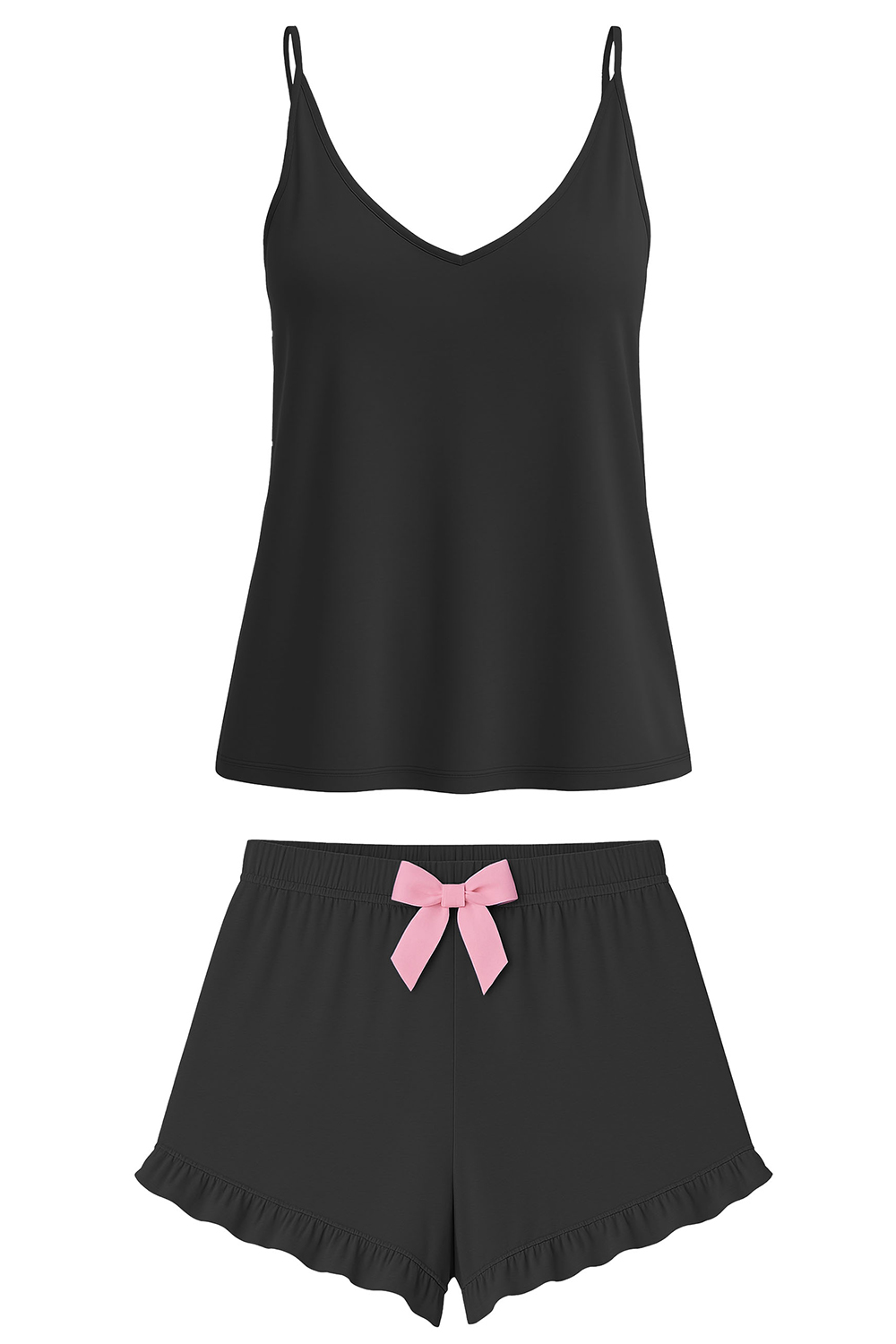 Vivisence Women's Pyjama Set Viscose V-Neckline Decorative Bow 2044, 