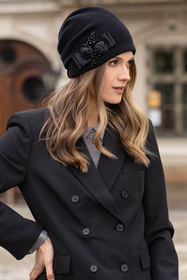 Vivisence Women's Warm Winter Hat Wool Cozy Elegant Autumn Style 7080, black