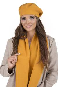 Vivisence Béret Et Écharpe Femme Pour L'automne et L'hiver En Laine Et Acrylique Ensemble Chic Pour L'Hiver Accessoire Mode Durable Pour Cadeau Parfait Confort Et Élégance 7005Kmpl, miel