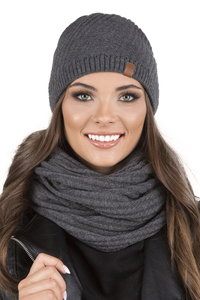 Vivisence Stylish Women's Winter Set Including Warm Knitted Hat And Matching Snood Scarf Made From Soft And Warm Fabric For Maximum Comfort Ideal For Cold Winter And Autumn Weather, dark grey
