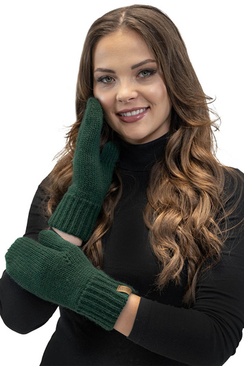 Vivisence Stylish Women's Mittens Made Of Warm And Soft Yarn With Elegant Ribbed Cuff Design Ideal For Stylish Outfits Perfect Gloves For Cold Winter And Autumn Weather, Green