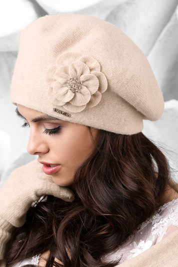 Kamea women's woolen flower beret Vicenza , Beige