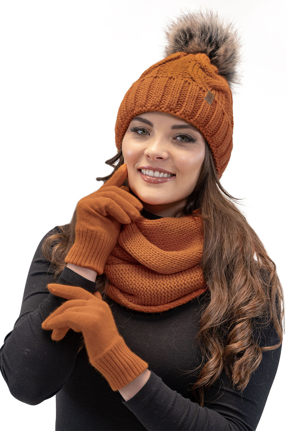 Vivisence Écharpe Tube Tricotée Femme Chaude Et Confortable Pour L’Hiver 7103, orange