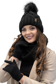 Vivisence Winter Hat With Pom Pom For Women Warm Ideal For Cold Days 7014, black