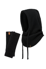 Vivisence Femme Ensemble Hiver Cagoule Et Gants Laine Mérinos Confort Thermique, noir
