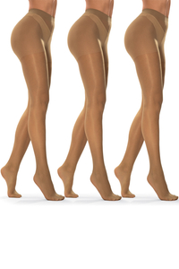 Vivisence Women's Tights 40 DEN 3-Pack With Reinforced Toe Area And Marked Panties Part Comfortable Fit Perfect For Everyday Wear, beige