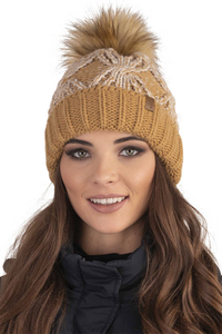 Vivisence Bonnet À Pompon Femme Doublé En Polaire Antistatique Tricoté 7029, beige