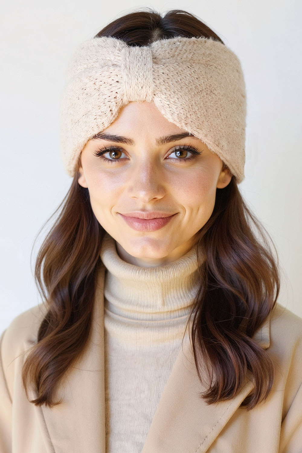 Vivisence Stirnband Damen Weiche Strick Optik Wärmt Ohren An Kalten Tagen, Beige