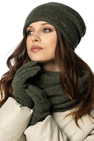 Vivisence Damen Mütze Winter Warmem Wollgarn Klassische Herbst Wintermütze 7087, grüne Melange