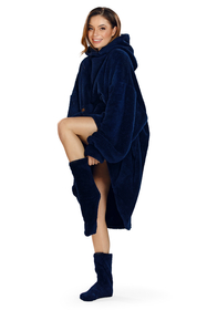 Vivisence Blanket Hoodie and Socks Set Warm and Cozy Wearable Blanket Sweatshirt with Large Pocket Extended Back Long Sleeves and Durable Ankle-Length Socks for Everyday Comfort, 
