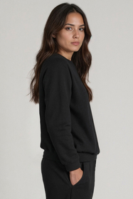 Vivisence Sweatshirt Damen Mit Rundhalsausschnitt Aus Baumwolle Langer Ärmel Bequemer Schnitt 9004, schwarz