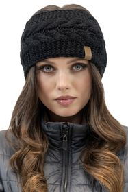 Vivisence Damen Stirnband Winter Dickem Garn Perfekter Anpassung Optimalen 7094, schwarz