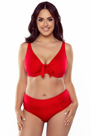 Vivisence Womens Underwire Swim Bra Non Padded With Tie Front Adjustable Straps For Full Bust Support, red