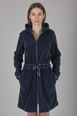 Vivisence women's smooth zipped dressing gown  5012, Made in EU, dark blue