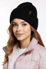 Vivisence Damen Mütze Schal Set Mit Merinowolle Für Wärme Und Stil Täglich, Schwarz