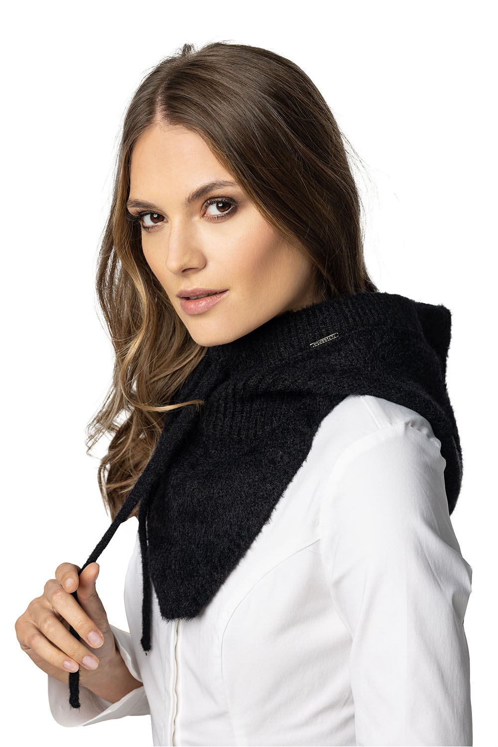 Vivisence Écharpe Femme Cagoule Capuche Style Balaclava En Fil Chaud 7097, noir