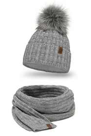 Vivisence Wintermütze mit Bommel Damen Warmes Ideal Für Kalte Wintertage 7015, hellgrau