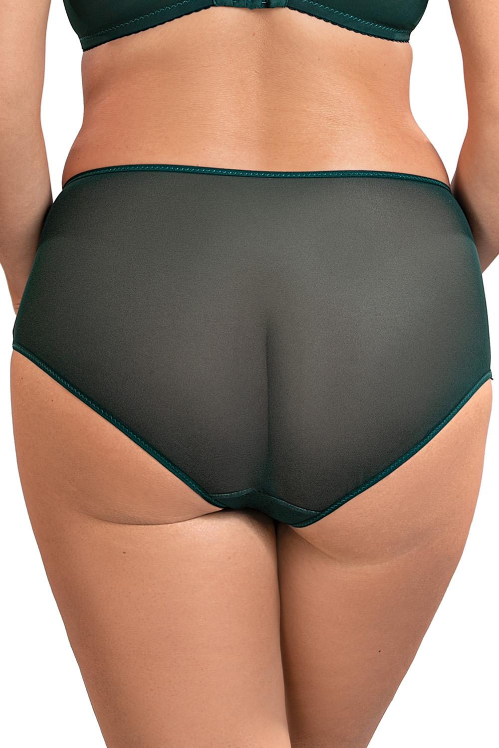 Vivisence Cullote Slip Classique Taille Haute En Microfibre Et Dentelle Confortable Élégant Avec Inserts Délicats Parfait Pour Un Ensemble Et Raffiné 1004W, vert