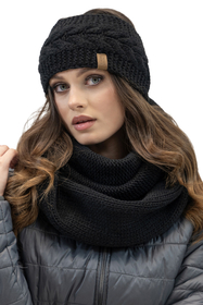 Vivisence Damen Stirnband Winter Dickem Garn Perfekter Anpassung Optimalen 7094, schwarz