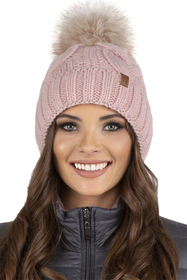 Vivisence Bonnet Femme Et Écharpe Pour L'automne et L'hiver À Pompon Cache-cou Ensemble Classique En Fils Chauds Avec Doublure En Polaire Parfait Pour Les Journées Froides 7014, rose clair