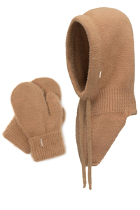 Vivisence Capuche Et Gants Femme Pour L'Hiver et L'Automne Balaclava Ensemble Élégant Fonctionnelle Doublés En Polaire Pour Les Froides Journées D'Hiver Avec Protection Optimale 7097Kmpl, caramel