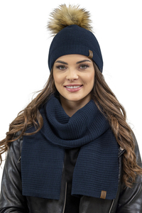 Vivisence Écharpe Femme Large Tricotée Chaude Douce Élégante Pour L’Hiver 7041S, bleu foncé