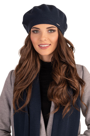 Vivisence Elegant Women's Winter Beret And Scarf Set Made Of Warm Thick And Soft Fabric With Wool Blend For Ladies Ideal For Cold Winter And Autumn Days, dark blue