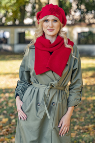 VIVISENCE Damen Baskenmütze Warm Dick Wintermütze Ideal für Kalte Tage 7007, rot