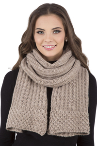 Vivisence Écharpe Tricotée Femme Classique Douce Et Chaude Pour L’Hiver 7016S, beige