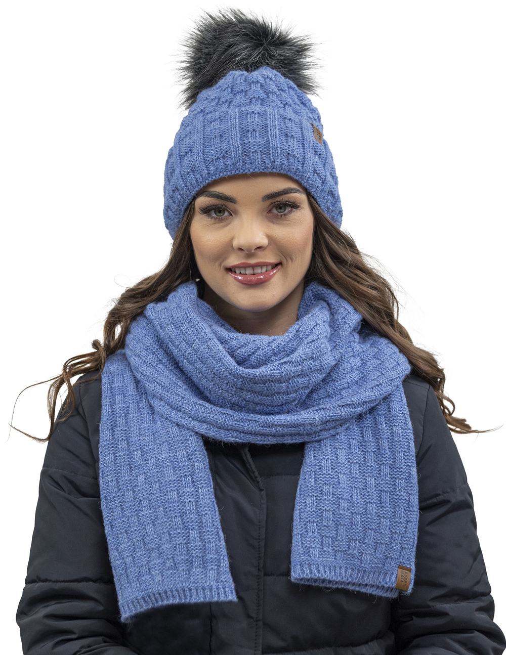 Vivisence Wintermütze mit Bommel Damen Warmes Ideal Für Kalte Wintertage 7015, Denim