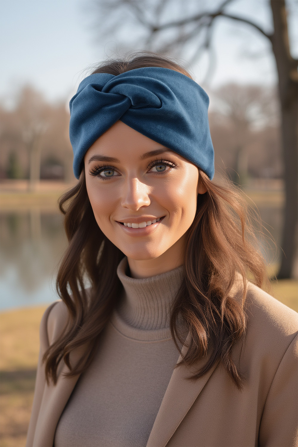 Vivisence Bandeau Femme Hiver Automne Chaud Couvre-chefs d'hiver Confortable Élégant Accessoire Cheveux Entrelacé Devant Tricot Extensible Idéal Journées Froides, turquoise foncé
