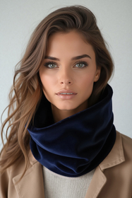 Vivisence Femme Snood Hiver Tricot Doux En Coton Confortable Chaleur Chaque Jour, bleu foncé