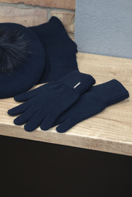 Vivisence Women's Gloves Warm Yarn Perfect For Cold Days 7204, dark blue