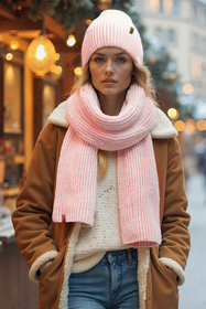 Vivisence Femme Echarpe Hiver Laine Merinos Confort Chaleur Quotidienne, rose