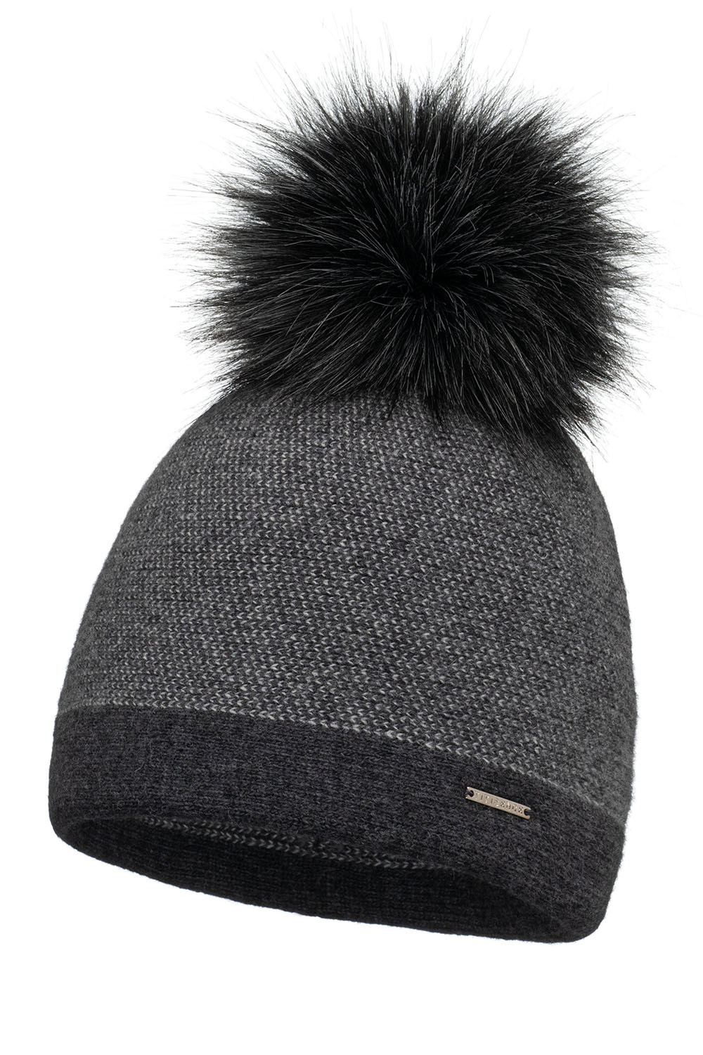 Vivisence Bonnet À Pompon Femme Tricoté Motif Pied-De-Poule Subtil 7095, pied-de-poule gris